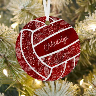 veren paislies floroon maroon volleyball metalen ornament