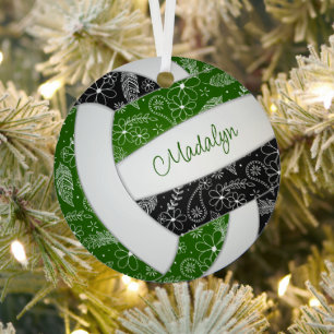 veren paislisspatroon groen zwarte volleybal metalen ornament