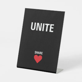 Verenig de politieke democratie reclamebord met voetstuk