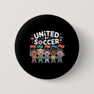 Verenigd Door Voetbal Multiculturele Fan Ronde Button 5,7 Cm