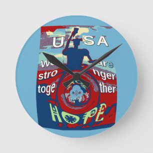 Verenigd in Hoop: Samen sterker - USA Art Print Ronde Klok