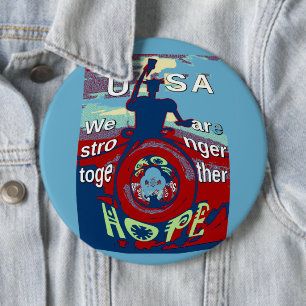Verenigd in hoop: Sterker Samen - USA Kunstprint Ronde Button 6,0 Cm