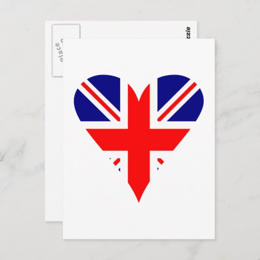 Verenigd Koninkrijk Flag Heart Funky Briefkaart (Voorkant / Achterkant)