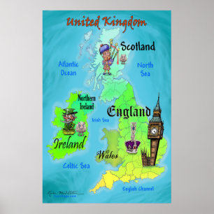 Verenigd Koninkrijk Leuke kaart 24x36 Poster