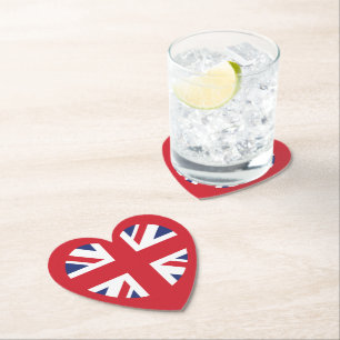 Verenigd Koninkrijk Union Jack Flag Heart Kartonnen Onderzetters