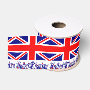 Verenigd Koninkrijk Vlag en Woorden Grosgrain Lint