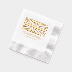 Verenigd Koninkrijk Vlag Union Jack Naam Datum Folie Servetten