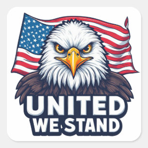 Verenigd Staan We Patriottisch VS-ontwerp Vierkante Sticker