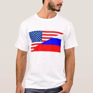 verenigd staat amerika rusland halve vlag verenigd t-shirt