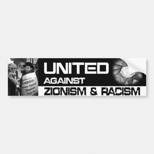 Verenigd tegen zionisme bumpersticker (Voorkant)