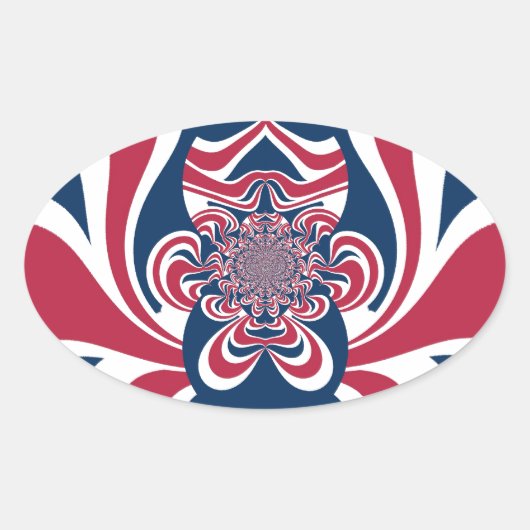 Verenigde kleuren: kleurrijk globaal patroon ovale sticker (Voorkant)