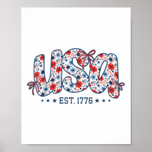 Verenigde Staten 1776 Bloemige Preppy 4 juli Coque Poster
