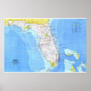 "Verenigde Staten: 1973 Florida gedetailleerde MAP Poster