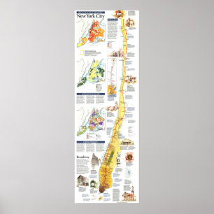 "Verenigde Staten: 1990 New York MANHATTAN-kaart . Poster