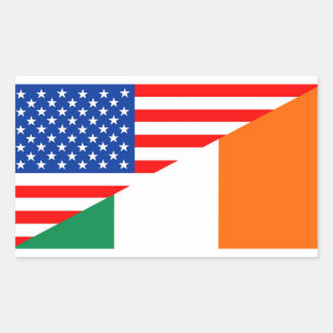 verenigde staten - amerika ierland halve vlag vere rechthoekige sticker