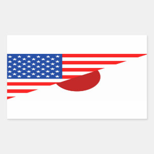 Verenigde Staten Amerika Japan Halve vlag Verenigd Rechthoekige Sticker
