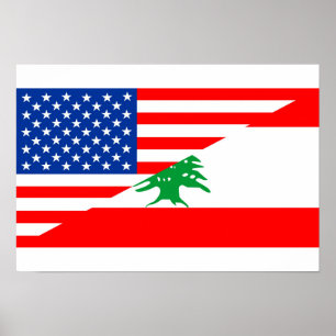 verenigde staten - amerika libanon - halve vlag -  poster