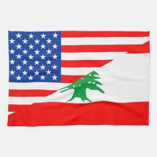 verenigde staten - amerika libanon - halve vlag -  theedoek