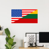 verenigde staten - amerika litouwen halve vlag vsa poster (Thuiskantoor)