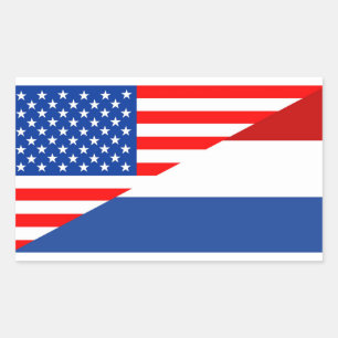 verenigde staten amerika nederland halve vlag usa rechthoekige sticker
