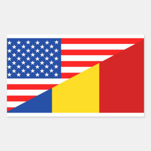 verenigde staten - amerika roemenië halve vlag vs rechthoekige sticker