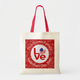 Verenigde Staten Amerika Rood LOVE Vlag Persoonlij Tote Bag