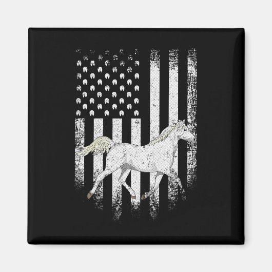 Verenigde Staten Amerikaanse vlag Arabische paard Magneet (Voorkant)