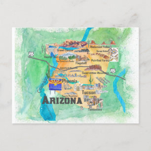 Verenigde Staten Arizona State Travel Illustrated Briefkaart