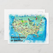 Verenigde Staten Art Travel Briefkaart (Voorkant / Achterkant)