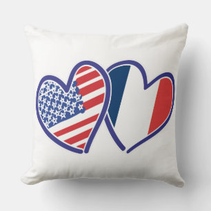 Verenigde Staten en Frankrijk Love Hearts Kussen