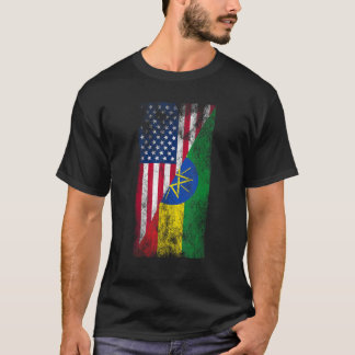Verenigde Staten Ethiopië Vlaggen Verenigde Staten T-shirt