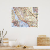 " Verenigde Staten: gedetailleerde kaart 1966 Zuid Poster (Keuken)