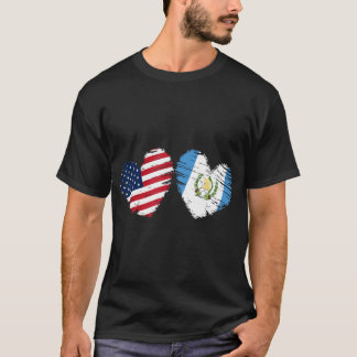 Verenigde Staten Guatemala Vlag Hart Valentijnsdag T-shirt