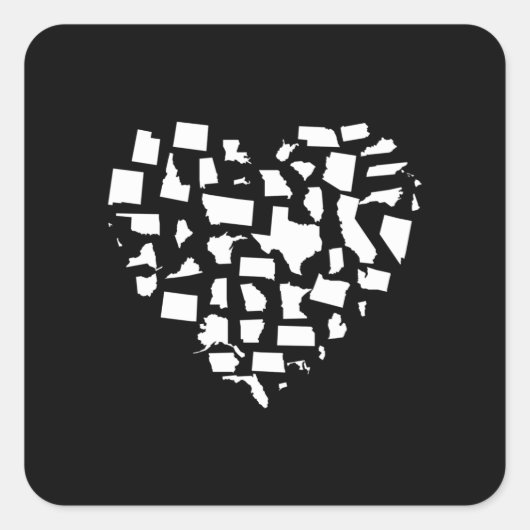 Verenigde Staten Heart Map Vierkante Sticker (Voorkant)