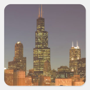 Verenigde Staten, Illinois, Chicago: City Skyline  Vierkante Sticker