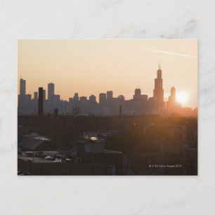 Verenigde Staten, Illinois, Chicago skyline in zon Briefkaart