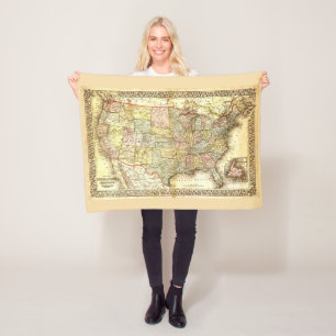 Verenigde Staten Kaart - 1867 Fleece Deken