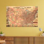 Verenigde Staten-kaart (1883) Canvas Afdruk (Insitu (Woonkamer))