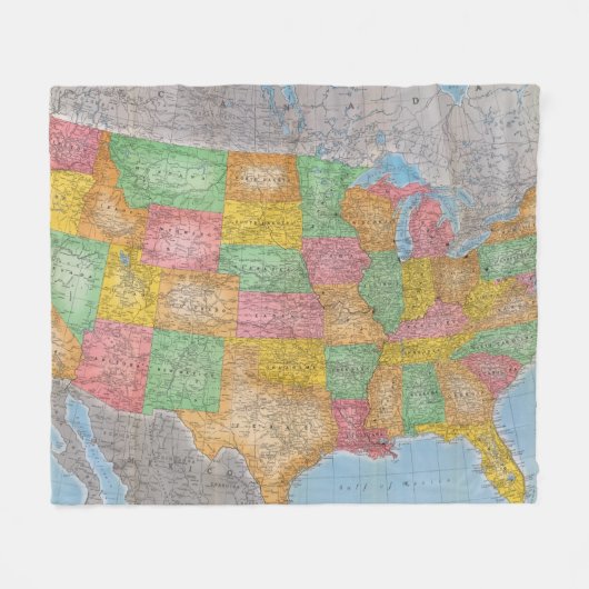 Verenigde Staten, kaart 3 Fleece Deken (Voorkant (Horizontaal))
