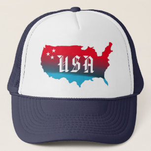 Verenigde Staten Kaart Blauwe Rood en Witte Stars Trucker Pet