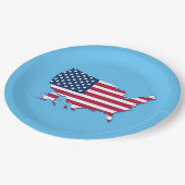 Verenigde Staten Kaart en vlag Wit Rood Blauw Papieren Bordje (Gekanteld)