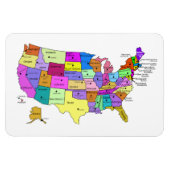 Verenigde Staten Kaart staatsnamen en hoofdsteden Magneet (Horizontaal)