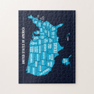 Verenigde Staten Kaart Teal Minimaal Design Legpuzzel