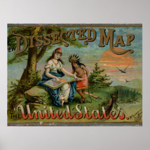 Verenigde Staten Kaart, Vintage Poster