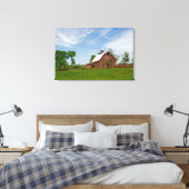 Verenigde Staten, Kansas. Oude Rode Barn Canvas Afdruk (Insitu (Slaapkamer))
