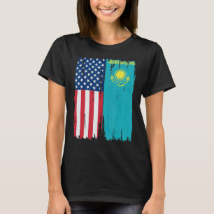 Verenigde Staten Kazachstan Halve Amerikaanse Vlag T-shirt