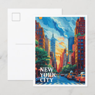 Verenigde Staten Kunst Reizen Illustratie Briefkaart