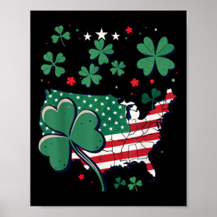 Verenigde Staten Lucky Clover Map - Patriotic Amer Poster