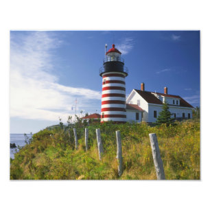 Verenigde Staten, Maine, Lubec. vuurtoren West Quo Foto Afdruk