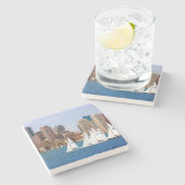 Verenigde Staten, Massachusetts. Boston Waterfront Stenen Onderzetter (Zijkant)